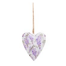Závesné srdce s levanduľovým vzorom.