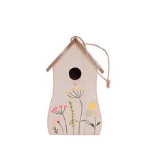 Záves búdka s kvetmi, biela drevo