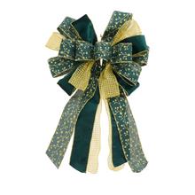 Zeleno-zlatá mašľa na vianočné darčeky.