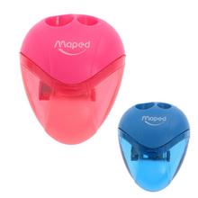 Dvojité plastové strúhadlo Maped I-Gloo so zásobníkom v ružovej a modrej farbe.