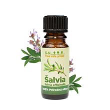 Esenciálny olej Šalvia v hnedej fľaši.