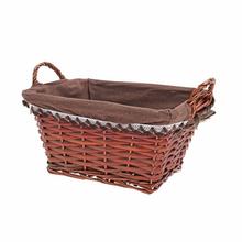 Obdĺžnikový košík s rúčkou v tmavohnedej farbe.
