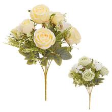 Kytica umelých ruží s drobnou zeleňou, mix farieb, 35 cm.