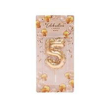 Zlatá tortová sviečka číslo 5