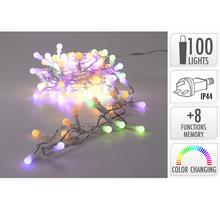 LED svetelný reťazec s 100 svetlami a 8 funkciami, IP44