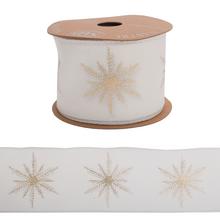 Vianočná stuha s hviezdami, 6,3 cm široká a 10 m dlhá.