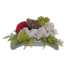 Smútočná väzba s anjelom a kvetmi.