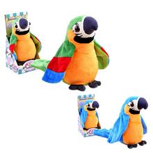 Plyšový papagáj, ktorý rozpráva a opakuje slová.