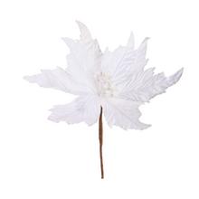 Umelá biela ruža/poinsettia s trblietkami.