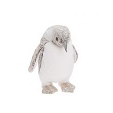 Textilný tučniak bielej a sivej farby.