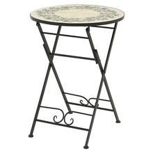 Oceľový vonkajší stôl Athens s priemerom 58 cm a výškou 76 cm.