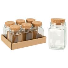 Sklenená nádoba s korkovým viečkom, objem 250 ml.