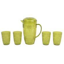 Džbán a poháre z plastu, 4 kusy, zelené