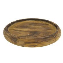 Okrúhly tanier z teaku s priemerom 28 cm.