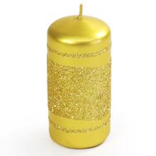 Vianočná sviečka s glitrom v zlatej farbe.