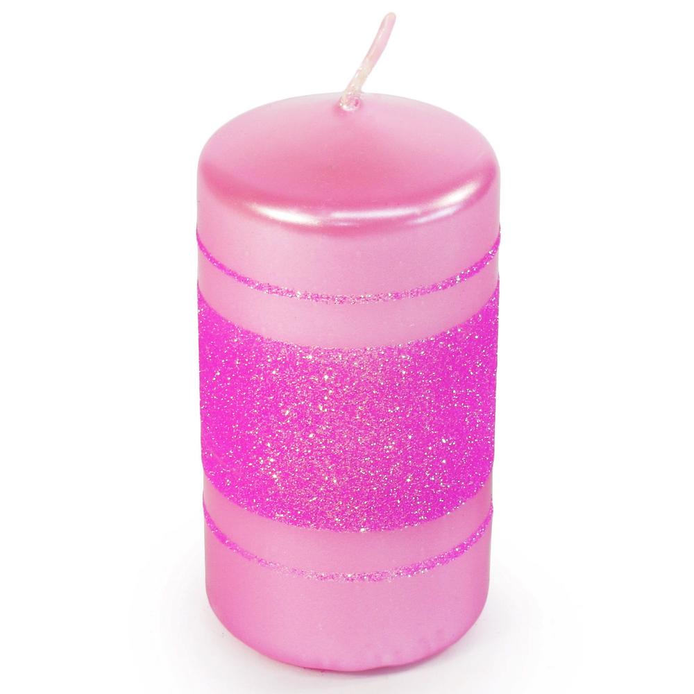 Ružová vianočná sviečka s glitrom