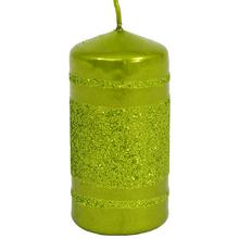 Vianočná sviečka s glitrom v olivovej farbe.