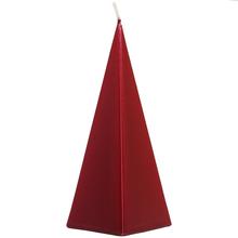 Jednofarebná sviečka v tvare pyramídy, červená.