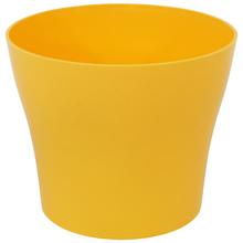 Žltý okrúhly kvetináč tulipán.