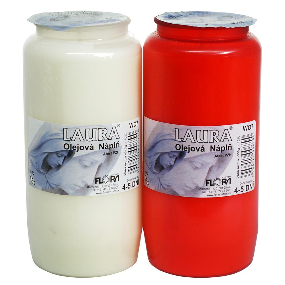 Olejová náplň Laura v bielej a červenej farbe, 340g.