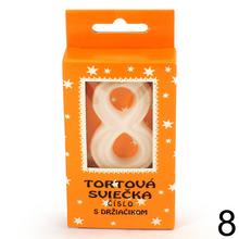 Biele tortové sviečky v tvare čísiel 0-9.