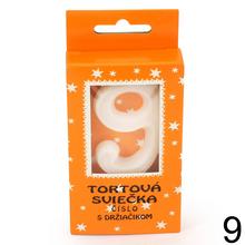 Biele tortové sviečky v tvare čísiel 0-9.