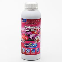 Fľaša hnojiva ROKOHUMÍN 1L pre kvitnúce rastliny.