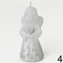 Vianočná figurka anjela v ružovej a sivej farbe.