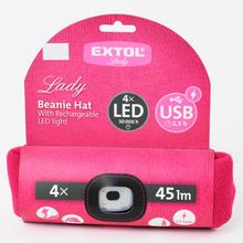 Ružová čiapka s čelovkou a LED svetlom.