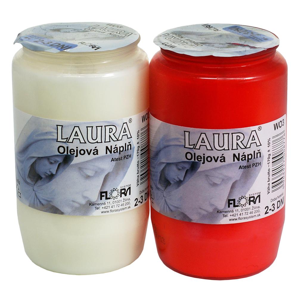 Olejová náplň Laura v bielej a červenej farbe, 170g.