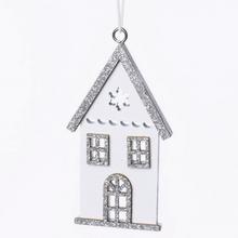 DREVENÝ DOMČEK ZÁVES BIELA+STRIEB 4,5x0,7x8CM - FLORASYSTEM