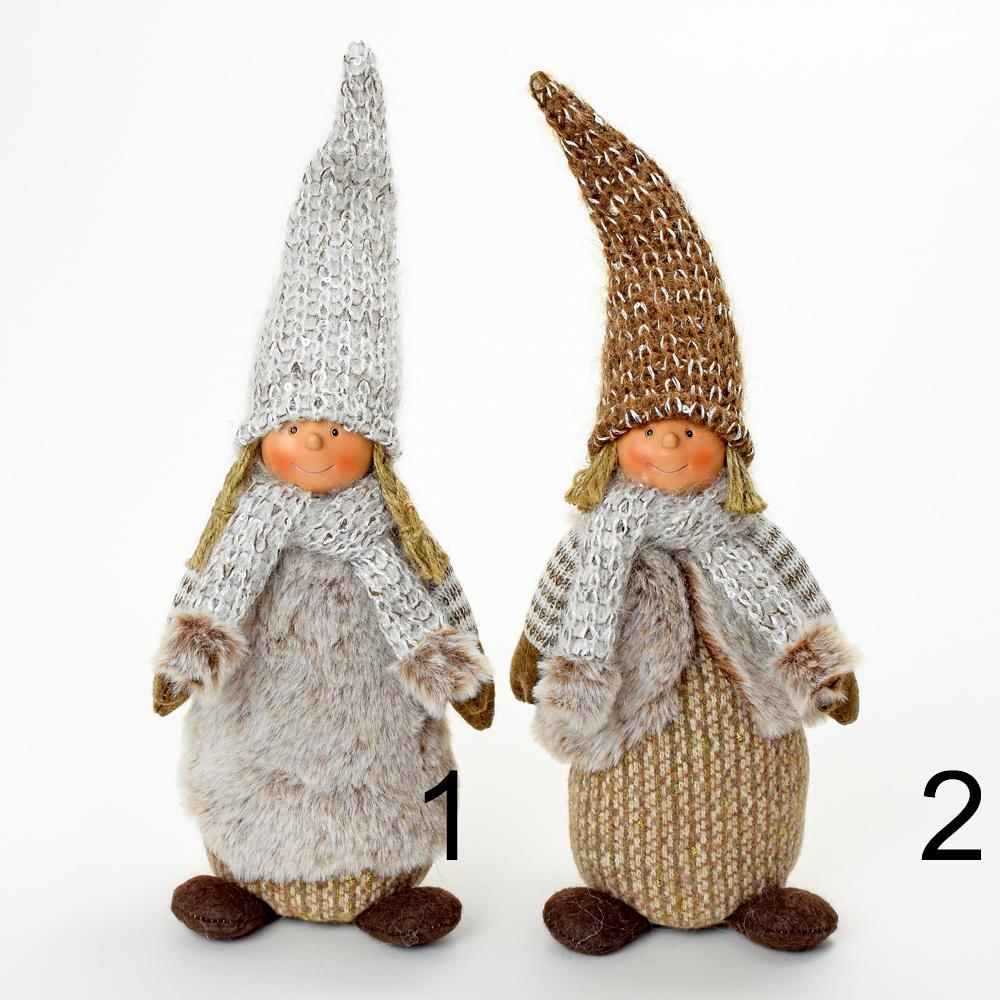 Vianočné dekorácie chlapec a dievča z textilu, 33 cm.