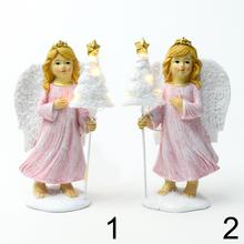 Ružový LED anjel so stromčekom