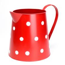 AKCIA! VÁZA DŽBÁN V:19x14CM KOV ČERVENÁ VEĽKÉ BODKY SUPER CENA! - FLORASYSTEM