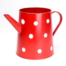 VÁZA KRHLA KOV ČERVENÁ VEĽKÉ BODKY V:18x13CM SUPER CENA! - FLORASYSTEM