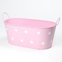 OBAL OVÁL KOV RUŽOVÁ VEĽKÉ BODKY V:12,5x30x17,5CM  - FLORASYSTEM