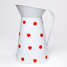 AKCIA! VÁZA DŽBÁN VEĽKÝ KOV BIELY VEĽKÉ BODKY V:26,5x15,5CM SUPER CENA! - FLORASYSTEM