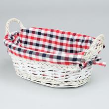 PRÚTENÝ KOŠÍK BIELY  UCHO  VZOR KOCKA M:32x23x11cm - FLORASYSTEM