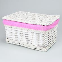 AKCIA! 349FL/S PRÚTENÝ KOŠÍK BIELY VZOR BODKY M:36x26x20cm - FLORASYSTEM