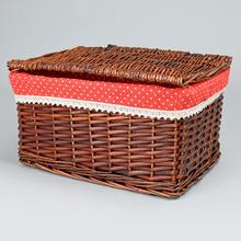 AKCIA! 350FL/S PRÚTENÝ KOŠÍK TM.HNEDÝ VZOR BODKA L:44x33x24cm - FLORASYSTEM