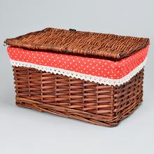 AKCIA! 350FL/S PRÚTENÝ KOŠÍK TM.HNEDÝ VZOR BODKA M:36x26x20cm  - FLORASYSTEM
