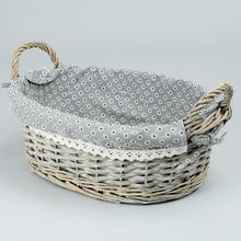 PRÚTENÝ KOŠÍK ŠEDÝ VZOR KVET  L:38x28x13cm  - FLORASYSTEM
