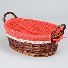 PRÚTENÝ KOŠÍK TM.HNEDÝ VZOR BODKA  L:38x28x13cm  - FLORASYSTEM