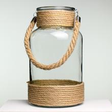 NÁDOBA SKLO+JUTA 15x15x26CM - FLORASYSTEM