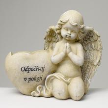ANJEL SO SRDCOM SIVÝ 21,5x12x18,5CM POLYRES - FLORASYSTEM