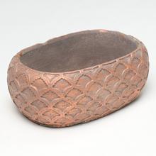 OBAL OVAL CEMENT ŠEDÝ S MEDENOU 20x13x7cm - FLORASYSTEM
