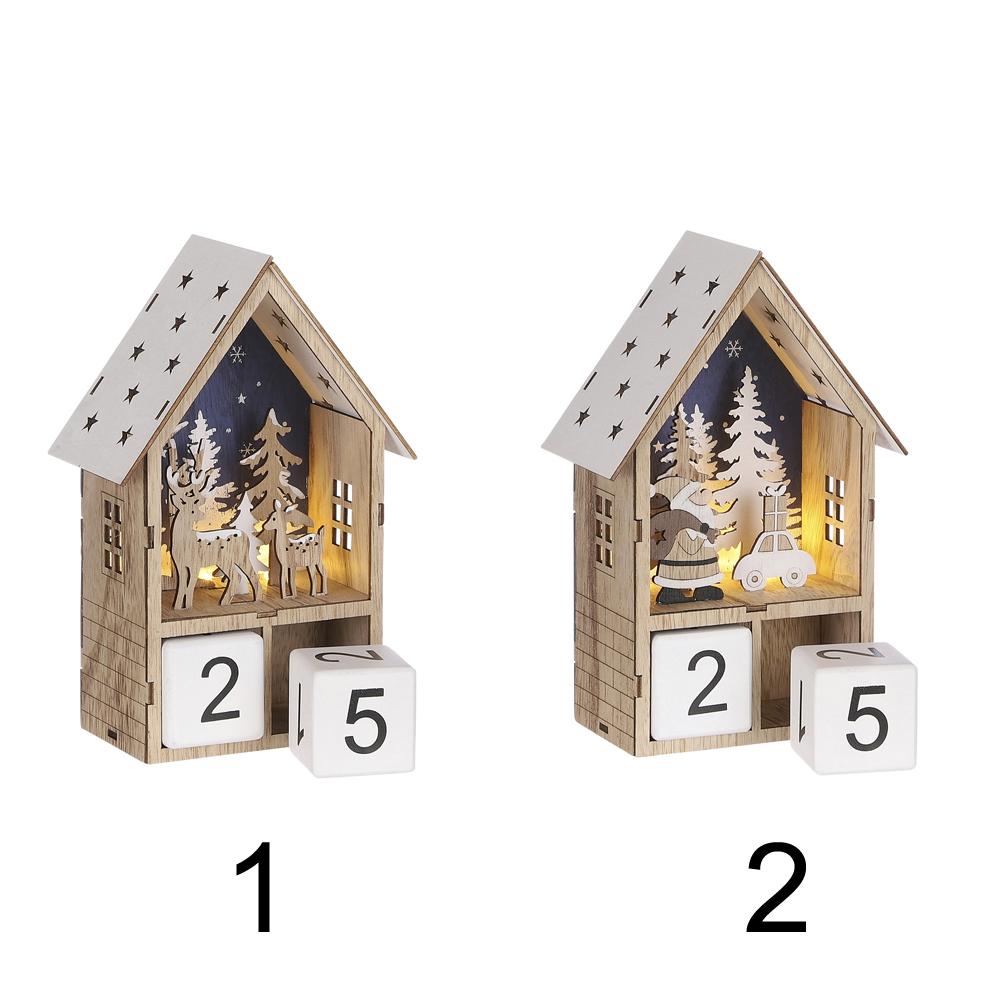 Adventný domček s kockami a LED osvetlením v mixe farieb.