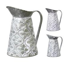 VÁZA DŽBÁN MALÝ KOV MIX 3F ZELENÝ ORNAMENT V:22x12,5CM SUPER CENA! - FLORASYSTEM