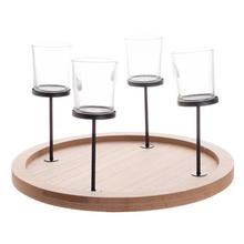 SVIETNIK ADVENT DRE/KOV/SKLO NAT/ČIE 29.7*29.7*17.5cm - FLORASYSTEM