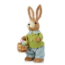 ZAJAC ZEL KOŠIELKA,MOD NOHAVICE S KOŠÍKOM SLAMA 14*13*33 CM - FLORASYSTEM